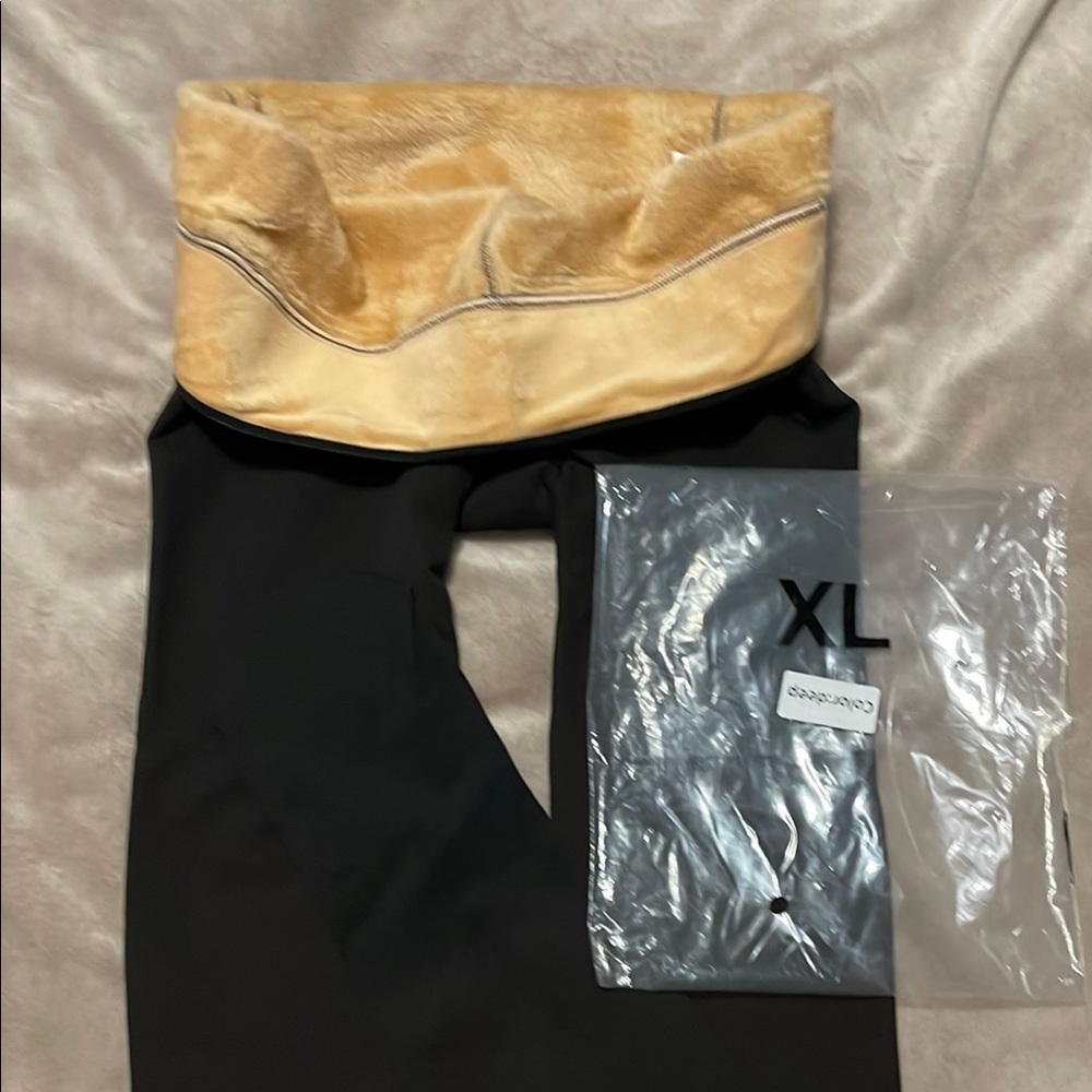 Black and Tan Leggings with Fleece Lining